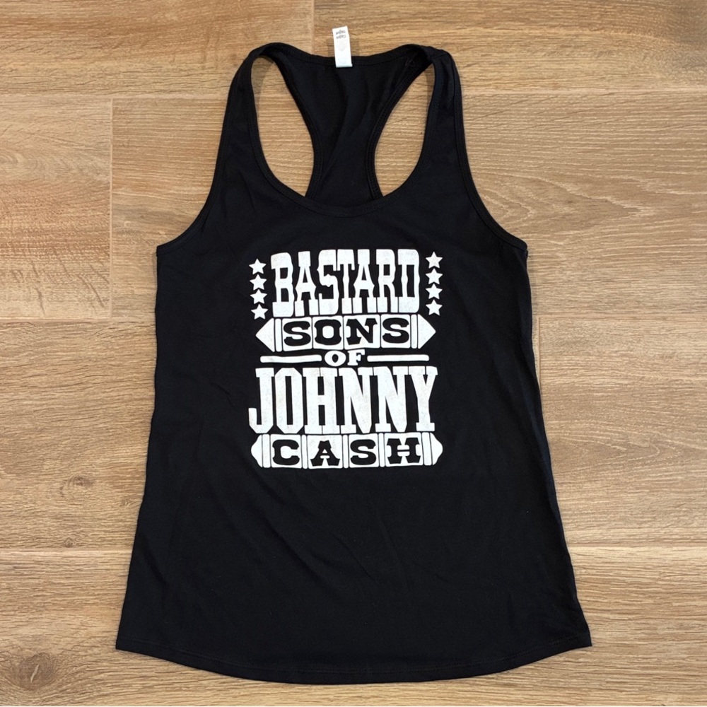 Black Johnny Cash Graphic Tank Top Medium